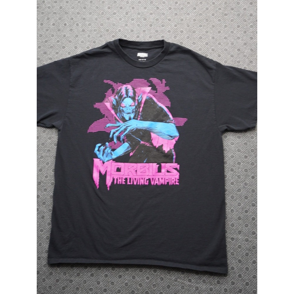Morbius The Living Vampire T-Shirt Black Size L Marvel Comics Neon Graphic Tee